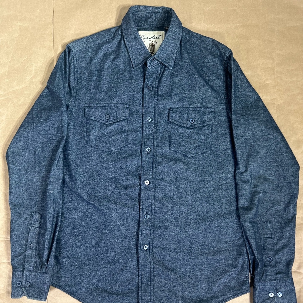 Mens Coastal Shirt  dark blue Blue Long Sleeve Button-Up